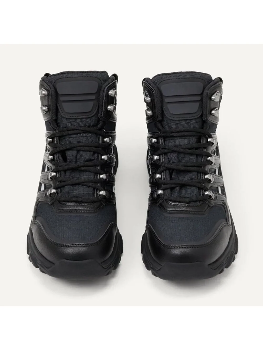 Men's Black Waterproof Shoes Casual High Top Round Toe Non Slip Hiking Boots